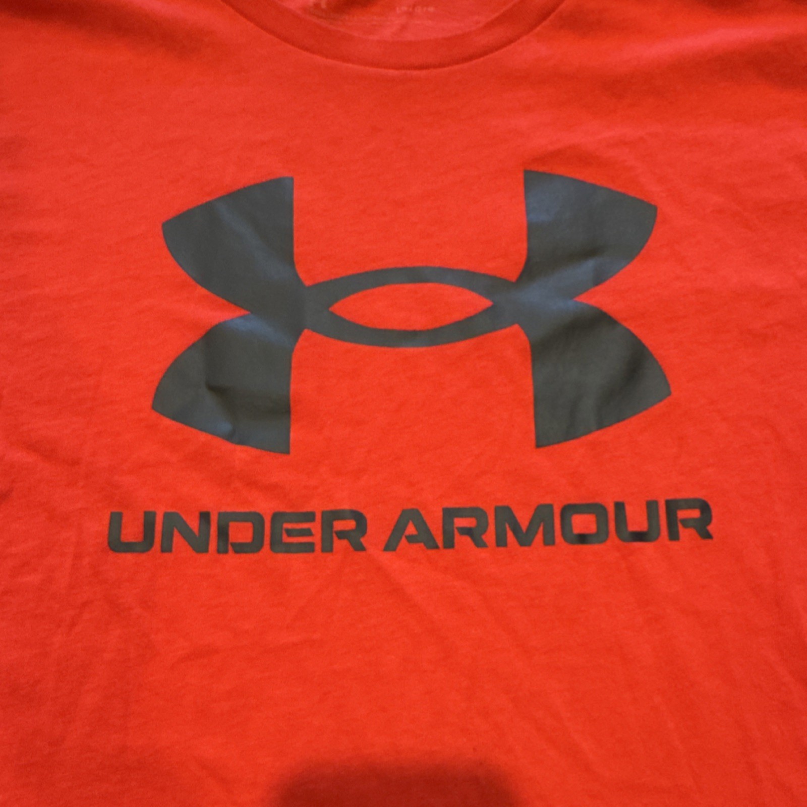 Under Armour UA Tech Men's Red Logo Crew Neck Short Sleeve T-Shirt, Size LG gallery