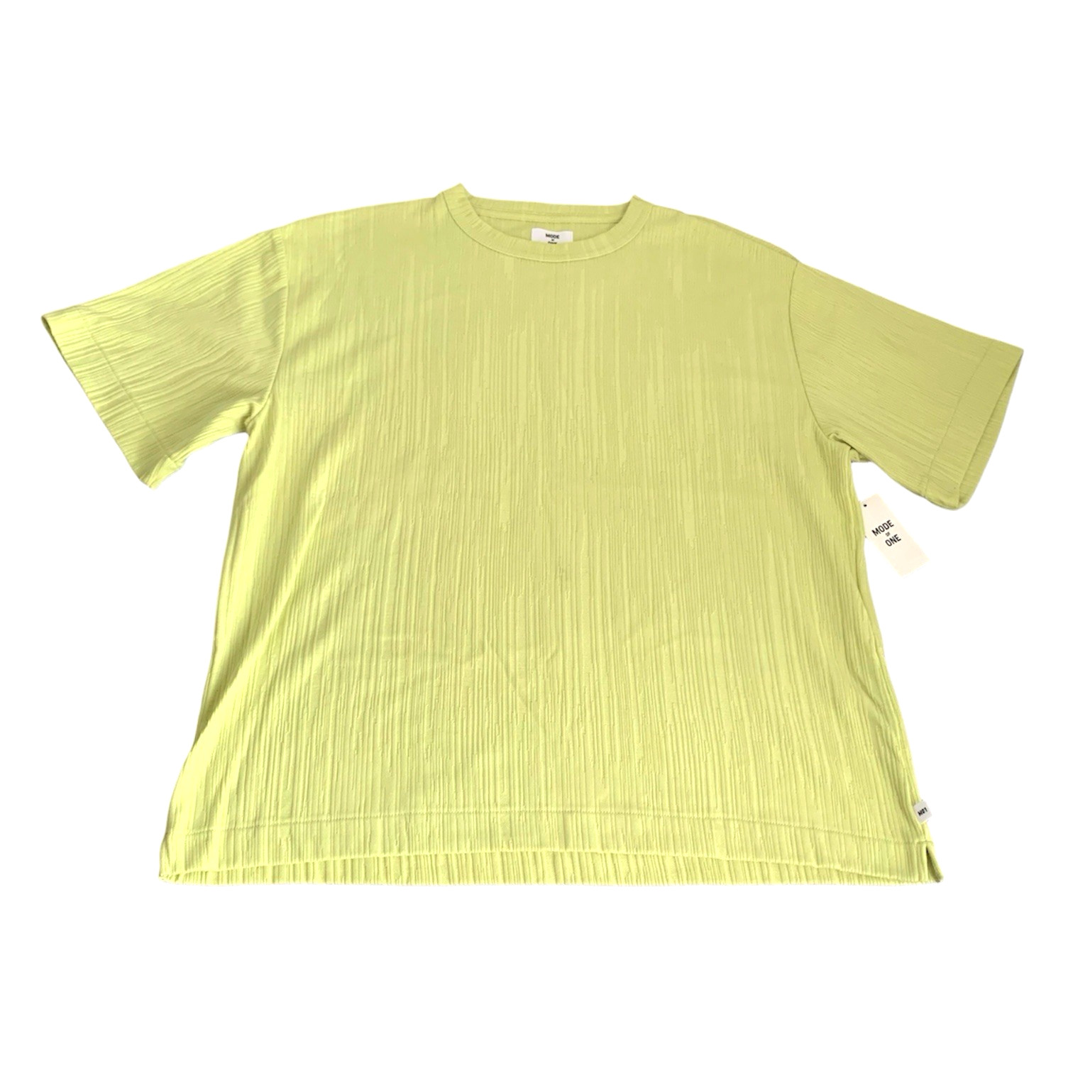 Mode of One Men's Large T-Shirt Short-Sleeve Relaxed-Fit Crinkle Lime Green gallery