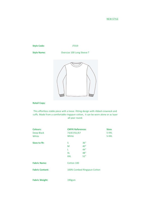 AWDis Just T's Oversize 100 long sleeve T gallery