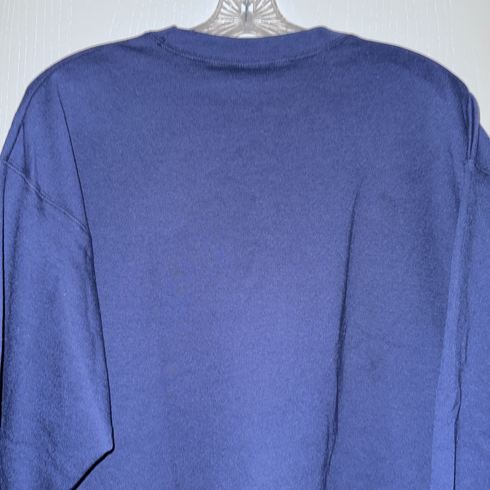 HANES MENS LARGE ECO Smart Blue Long Sleeve Sweat Shirt gallery