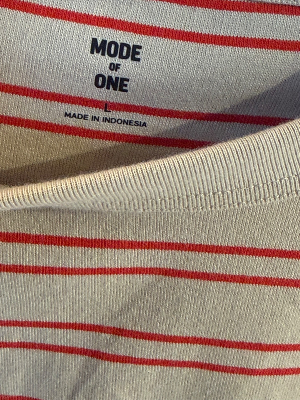 Mode of One Mens Long Sleeve Relaxed Fit Stripe TShirt in Cinnamon Brûlée size S gallery