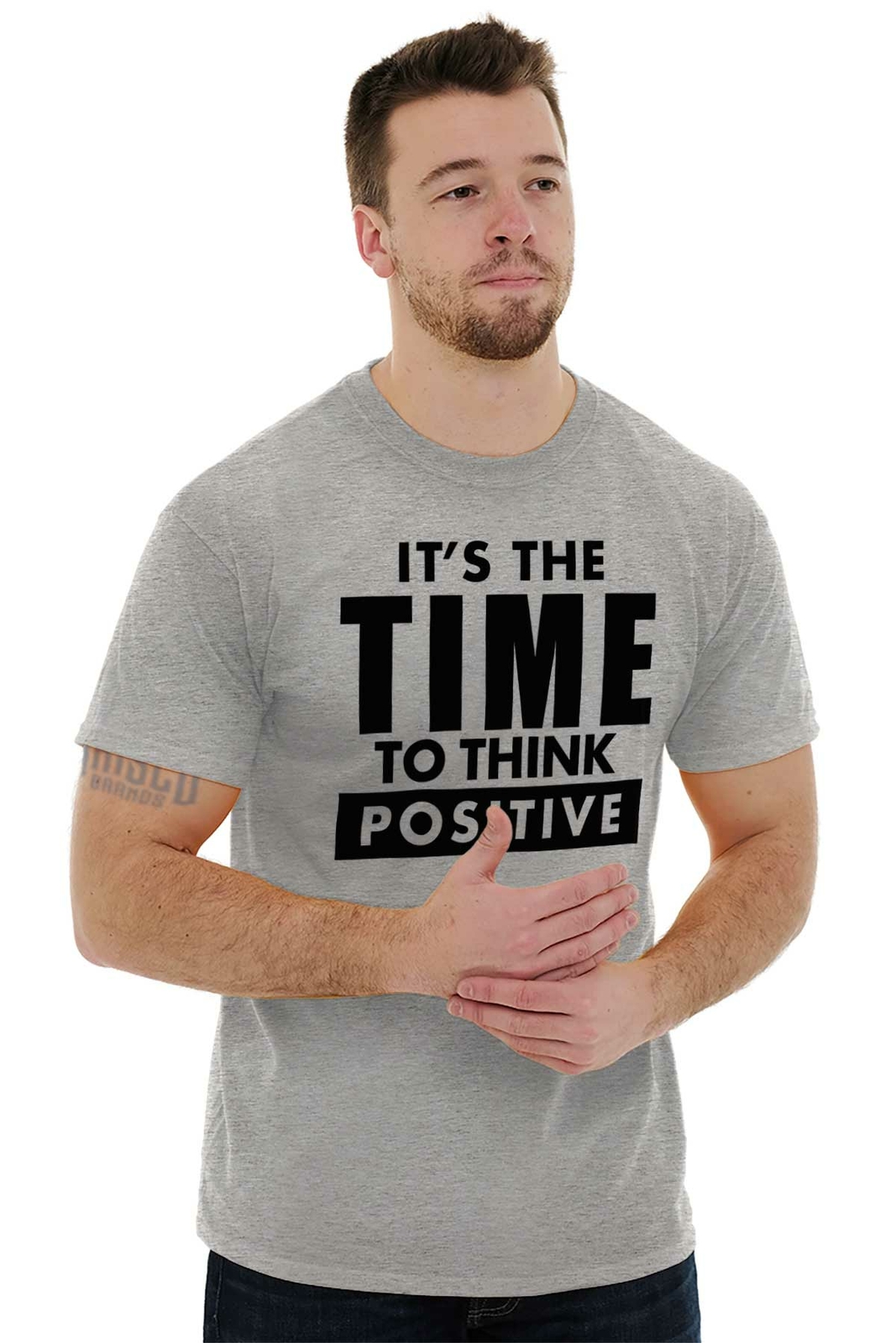 Time To Think Positive Inspiring Motivating Womens or Mens Crewneck T Shirt Tee gallery