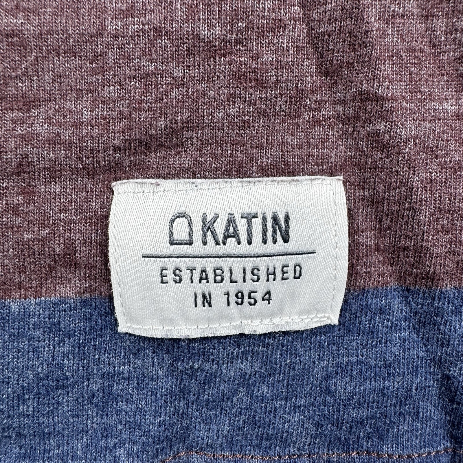 Katin Stripe Pocket Crew Neck T-Shirt Men's M Navy Purple 50% Cotton 50% Poly gallery