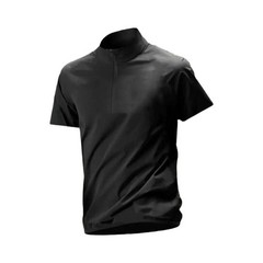 Men’s Polyester Spandex Blend Short Sleeve Half-Zip Stand Collar Casual Tee