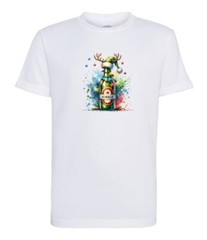 Funny Christmas Reinbeer Men White Soft Touch Polyester T-shirt Christmas Gift