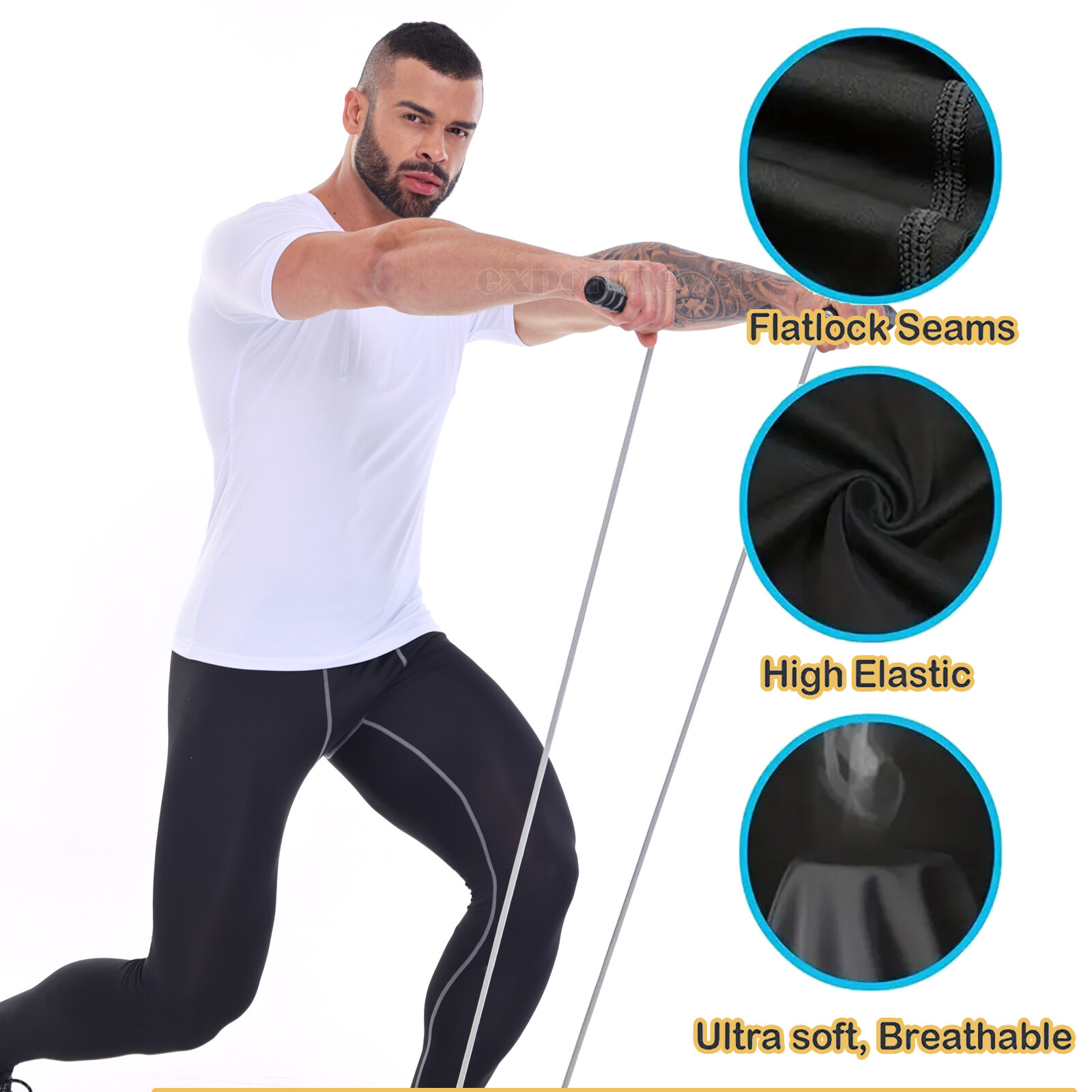 Men's V-neck T-shirts Compression Quick Dry Bodybuilding Muscle Short Sleeve Tee gallery