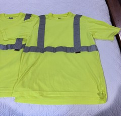 2 X Wolverine Brand Reflective Safety Yellow High Vis Short Sleeve Shirt Sz M
