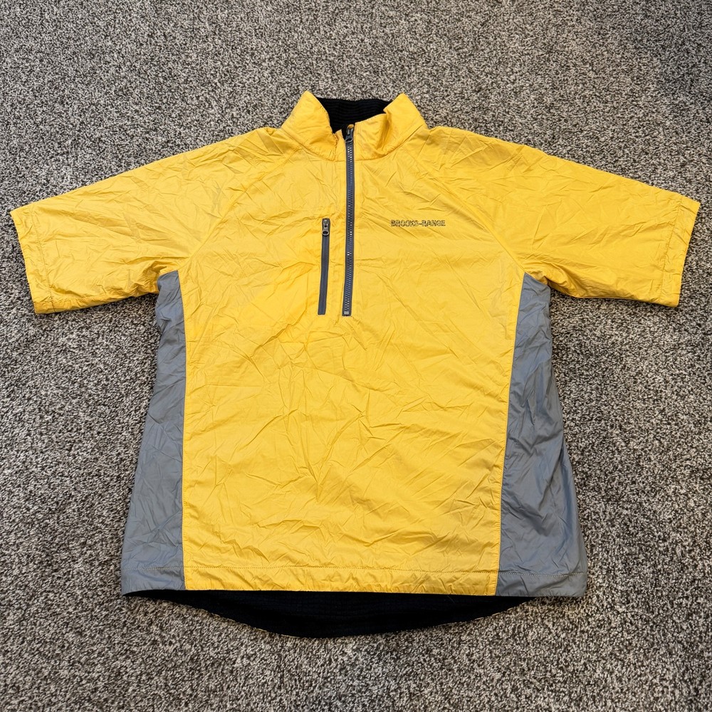 Brooks-Range Mountaineering Short Sleeve Mens M Grid Fleece 1/4 zip Shirt Yellow
