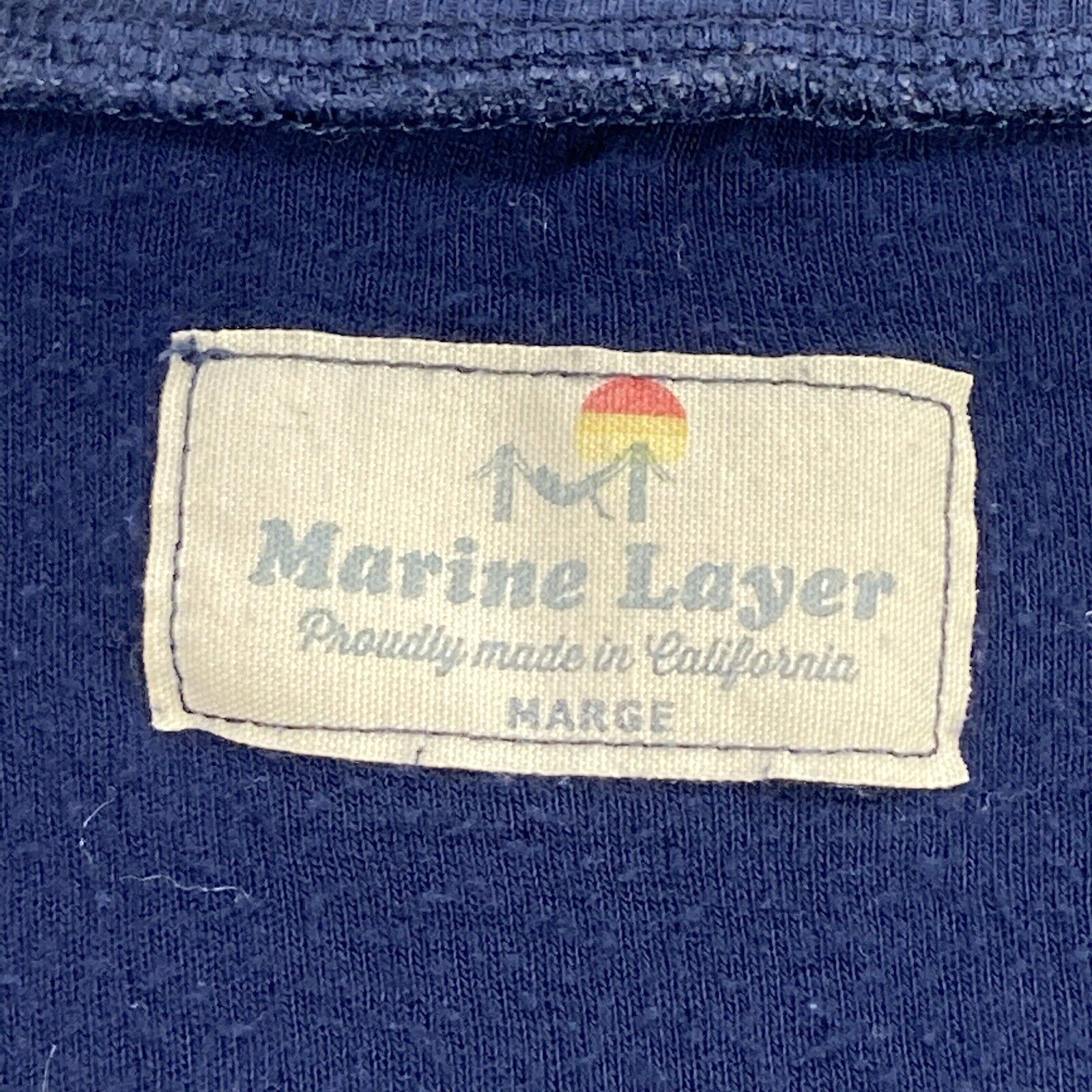 Marine Layer Mens M/L Marge Henley Shirt Blue Striped Long Sleeve Cotton gallery