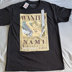 Spencer’s One Piece Nami Wanted Poster Black Graphic Cotton T-Shirt Medium