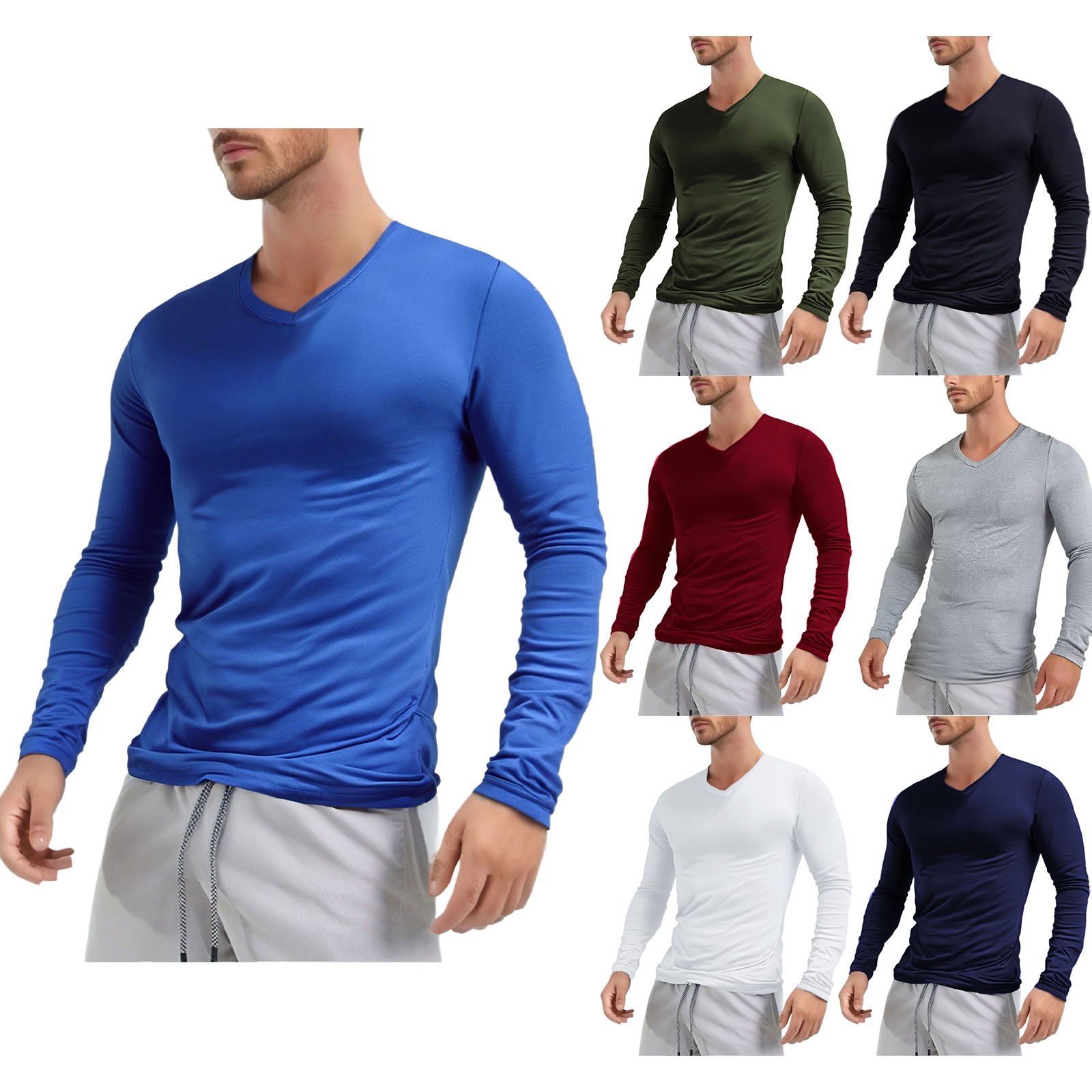 Men Long Sleeves Crew Neck Thermal Slim Fit Undershirt Base Layer Pullover Shirt gallery
