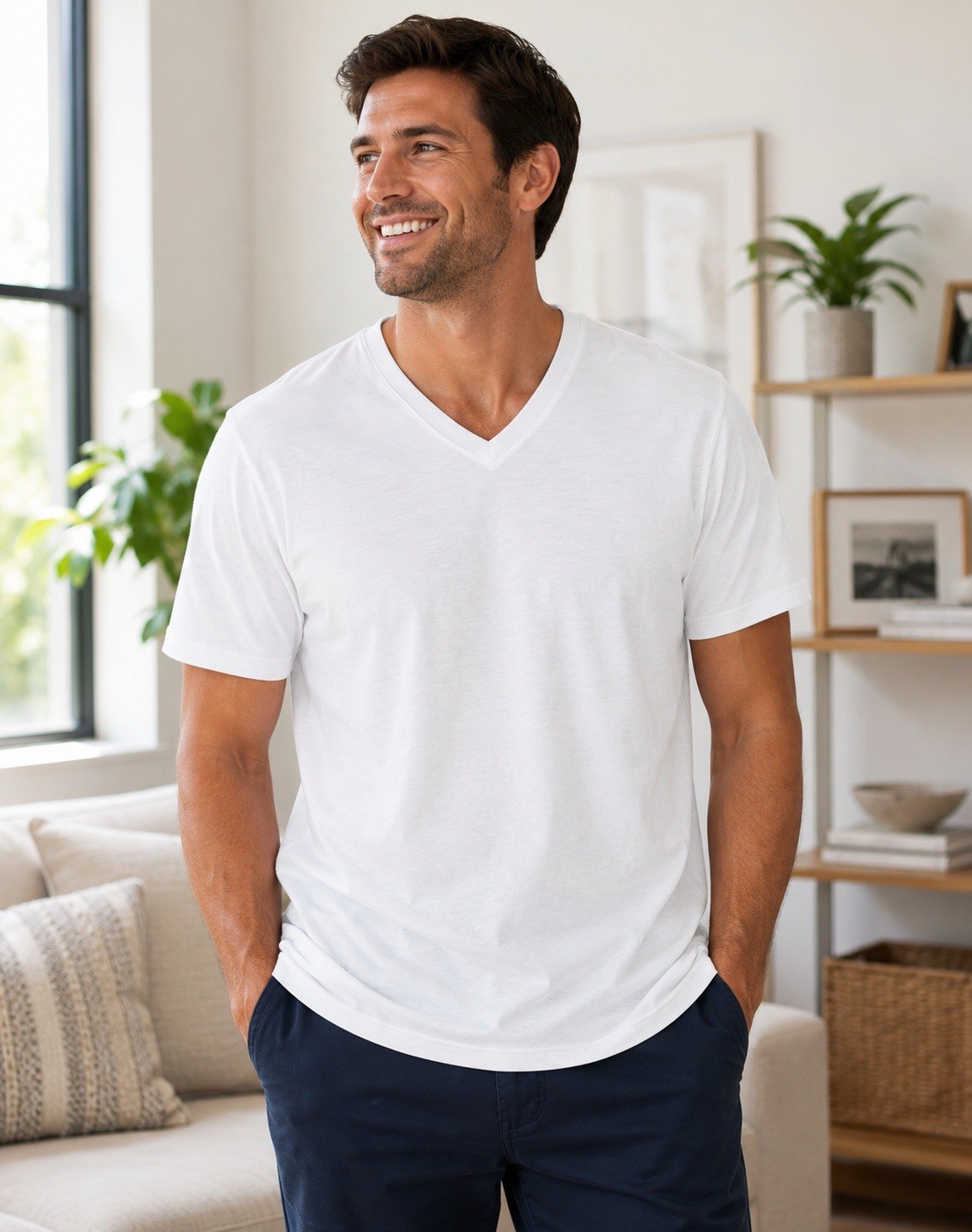 Goodfellow Every Wear V-Neck T-Shirt Men’s XL White NWT Cotton Blend Tee
