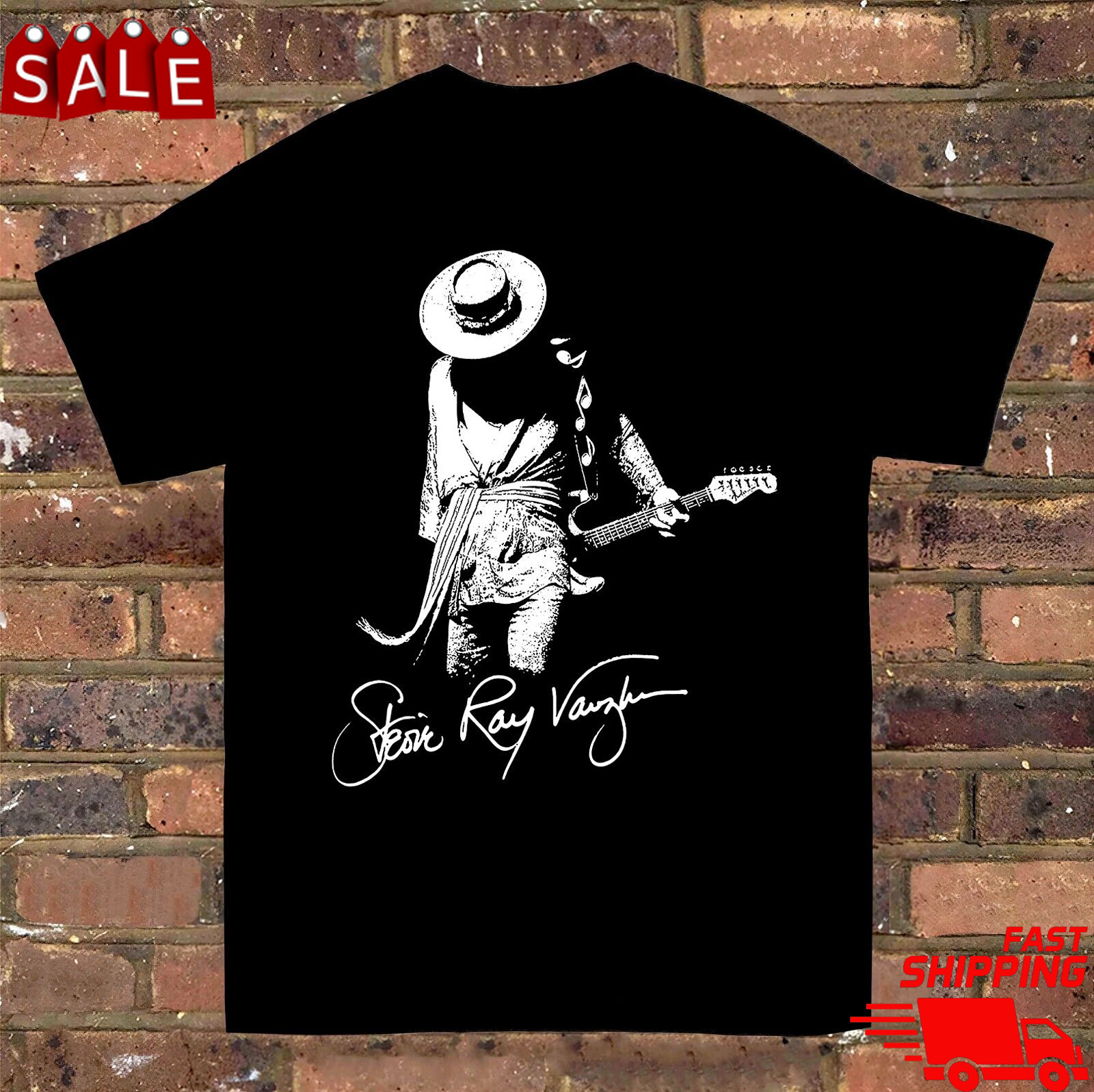 Stevie Ray Vaughan Signature T-Shirt Short Sleeve Black Women Men S to 5XL gallery