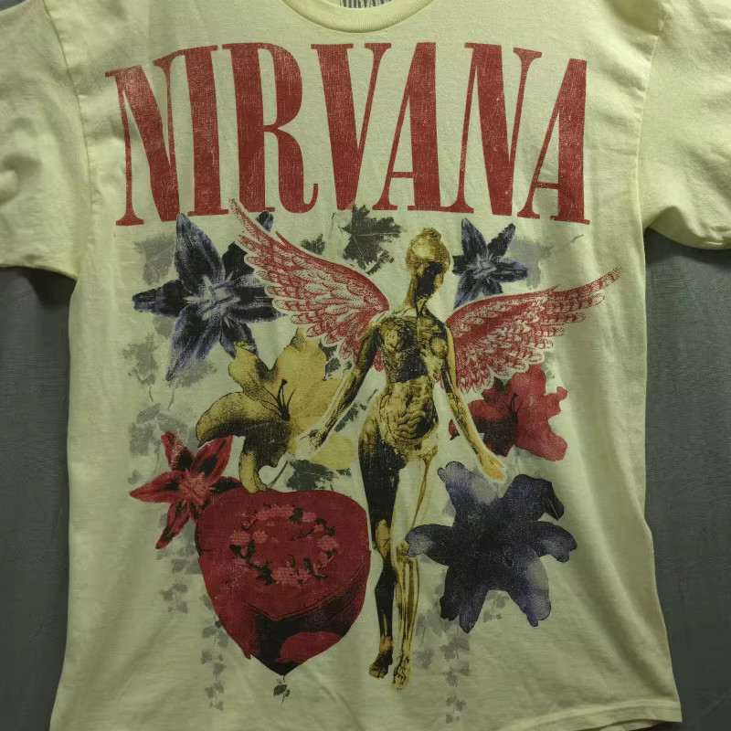 Nirvana Graphic Band T Shirt Vintage Style Broadcloth Cotton Rock Grunge Tee Men gallery