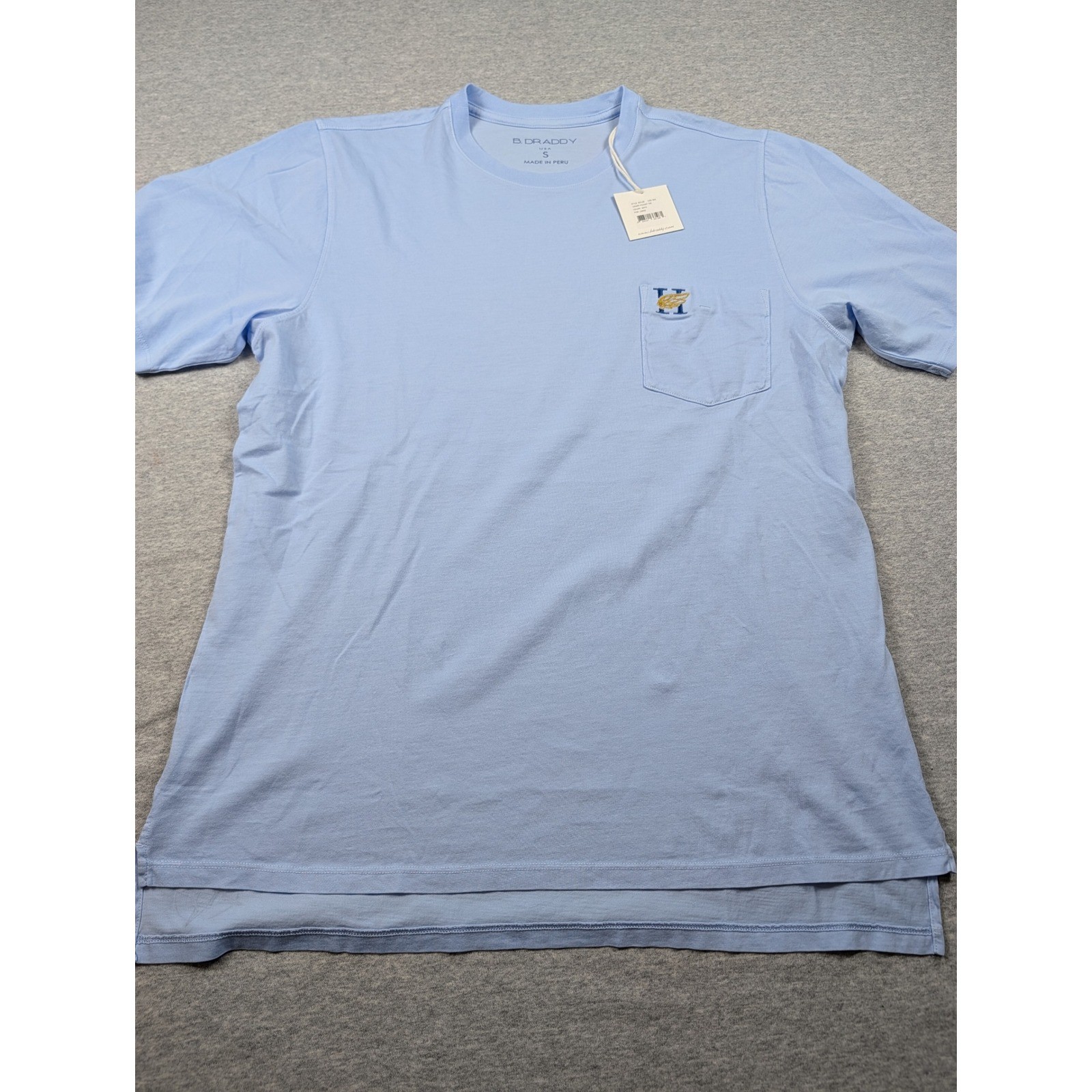 B. Draddy Dewey Pocket Tee Mens Small Blue Pima Cotton Winged H BDL08 NEW gallery