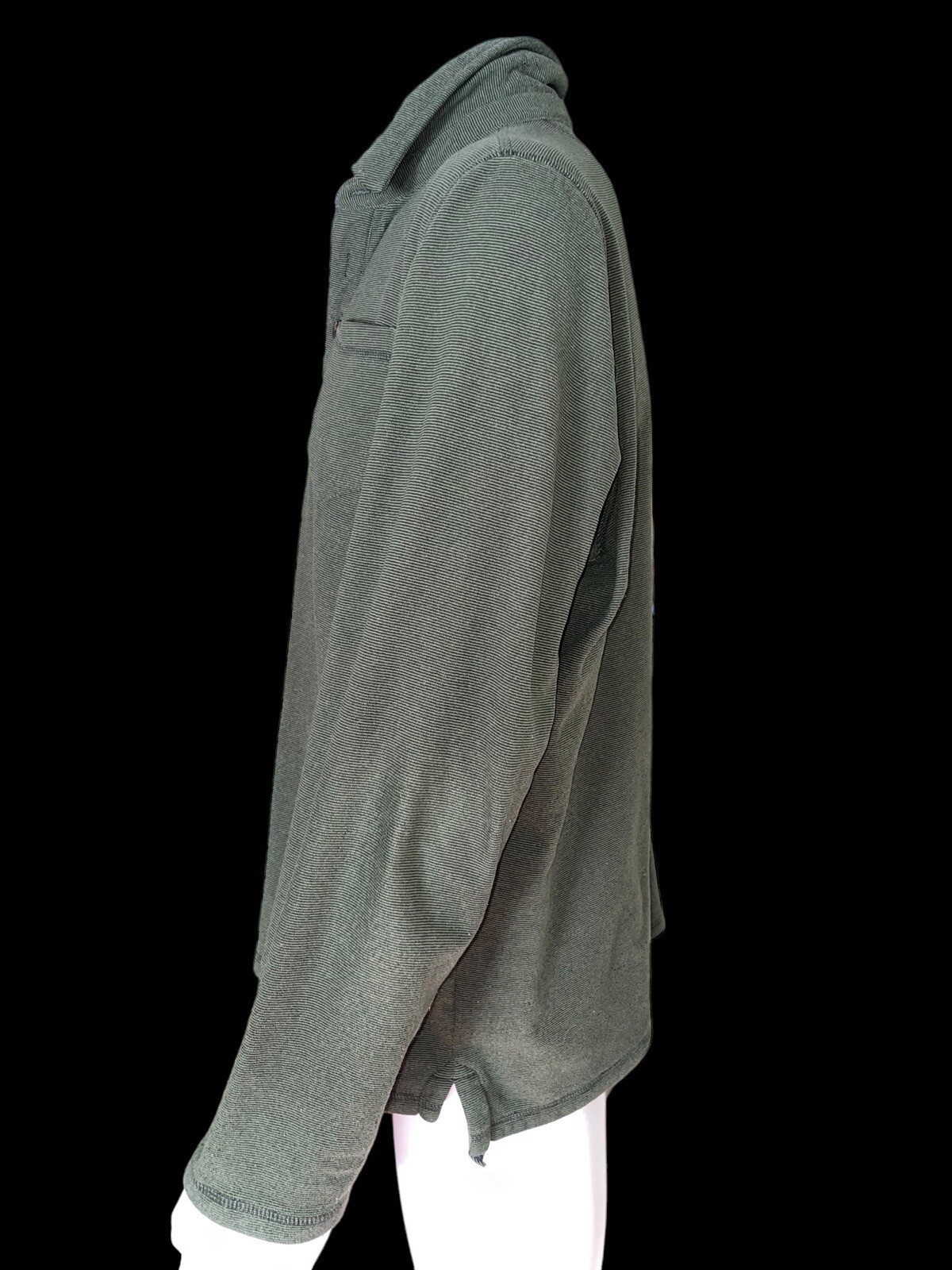 Mens LL Bean Long Sleeve Shirt Large Outdoor Army Green 1/4 Button Pull On gallery