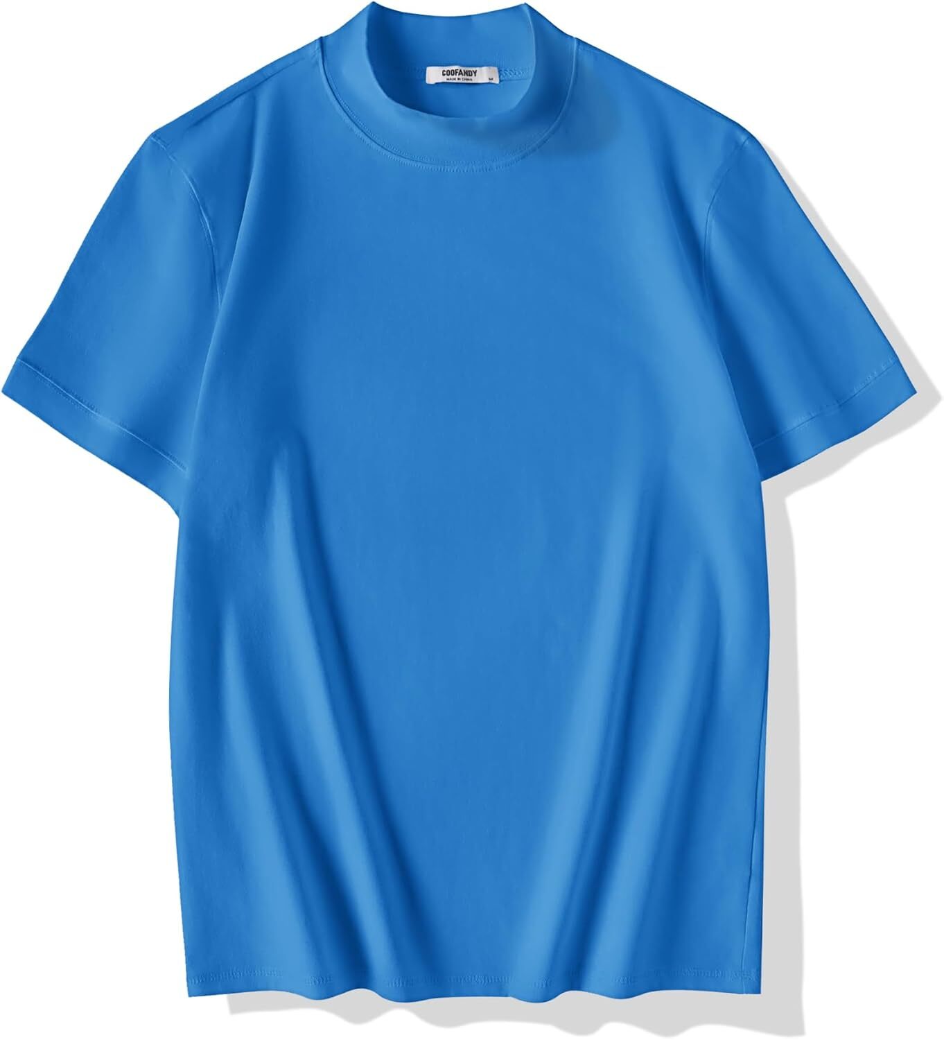 Mens Premium Cotton Short Sleeve Mock Turtleneck Half Neck Basic Tee Casual Fit gallery