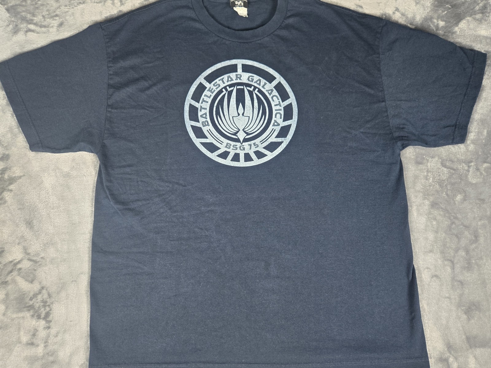 Syfy Battlestar Galactica BSG 75 Logo Blue T-Shirt Mens Size 2XL gallery