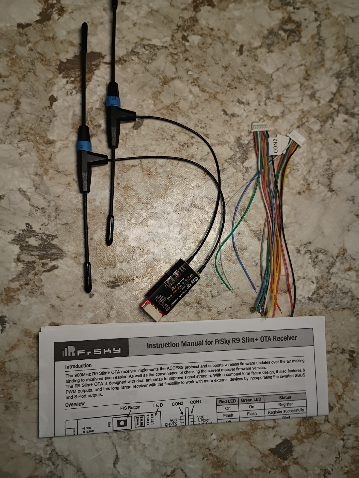FrSky R9 Slim+ OTA Receiver with Dual T Antenna Long Range. Never Used