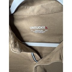 UNTUCKit Shirt Mens Medium Tan Stretch 1/4 Button Casual Top Long Sleeve Collar