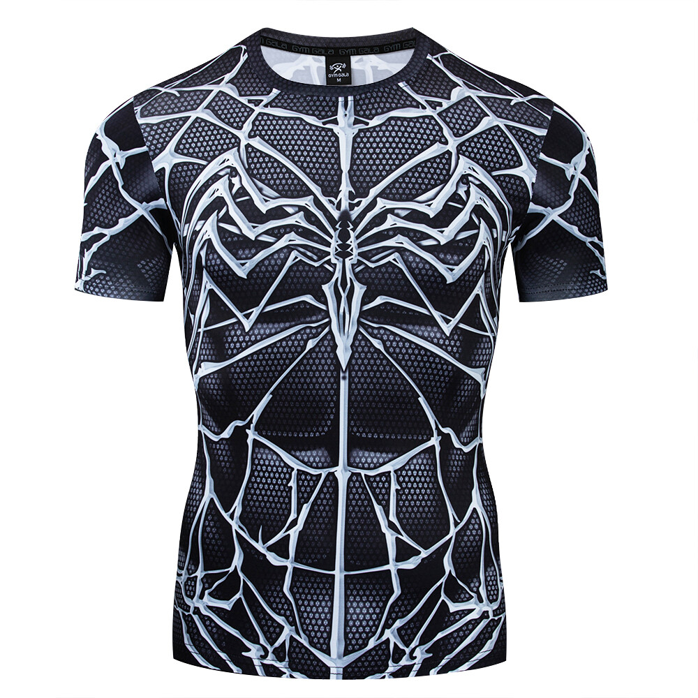 Men's T-shirts Spider Superhero Compression Tights Tops Short Sleeve Tee Gym NEW gallery