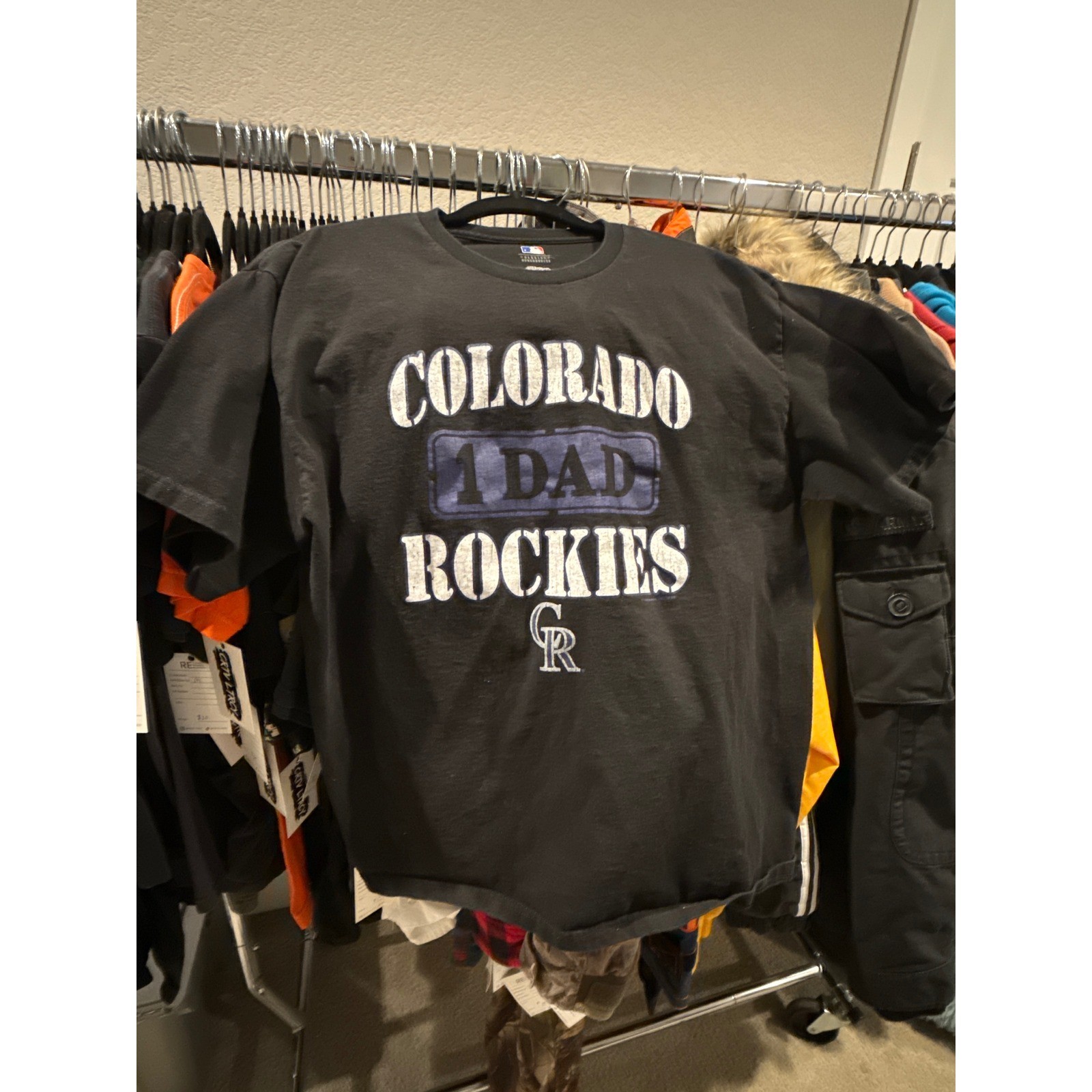 MLB Colorado Rockies 1 Dad T-Shirt Mens XL Black Short Sleeve Baseball Graphic gallery