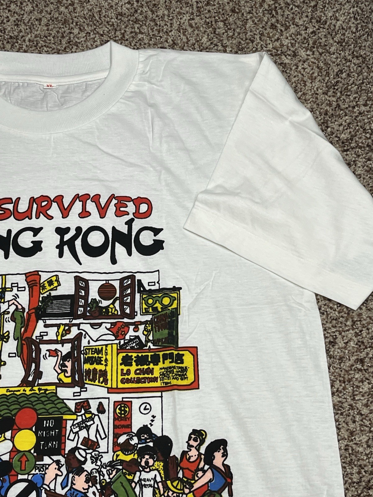 NOS Vintage I Survived Hong Kong Tourist T Shirt Size XL Extra-Large White gallery