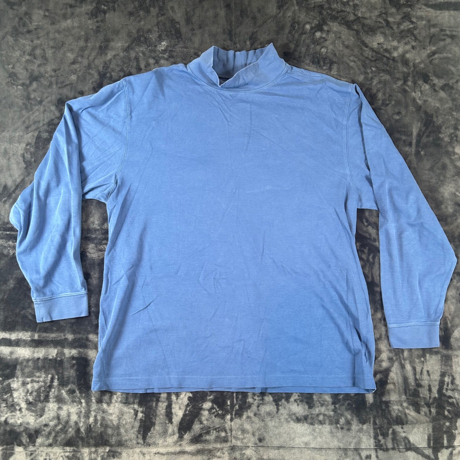 L.L. Bean Mock Neck Shirt Mens XL Blue Long Sleeve Cotton Layering Basic gallery