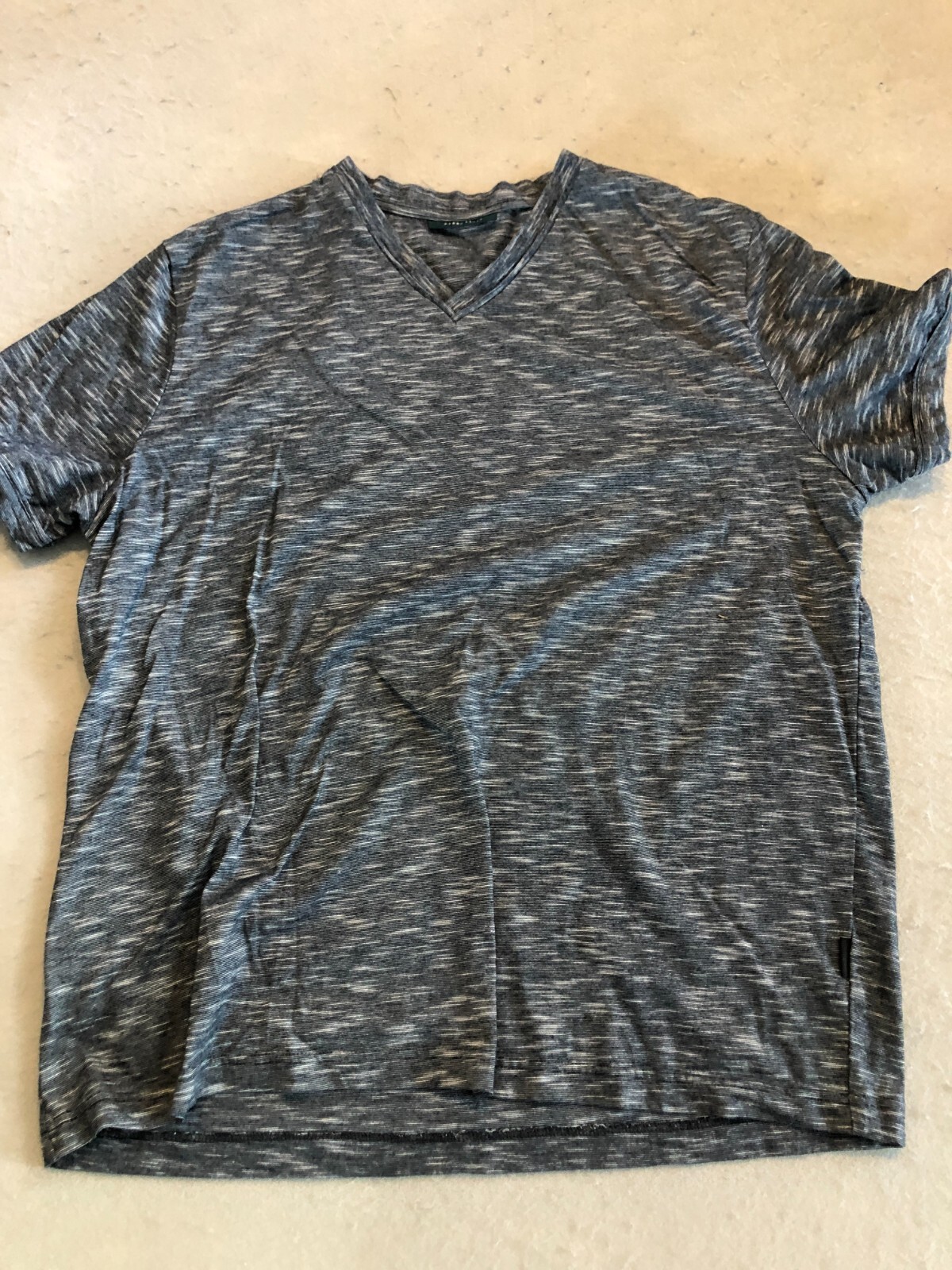 Perry Ellis Shirt Men's Large Navy Blue Heather Cotton Tee gallery