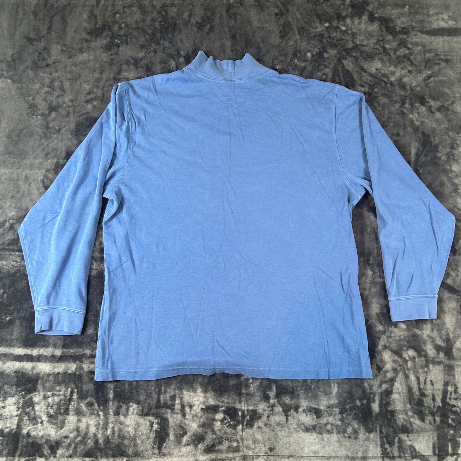 L.L. Bean Mock Neck Shirt Mens XL Blue Long Sleeve Cotton Layering Basic gallery