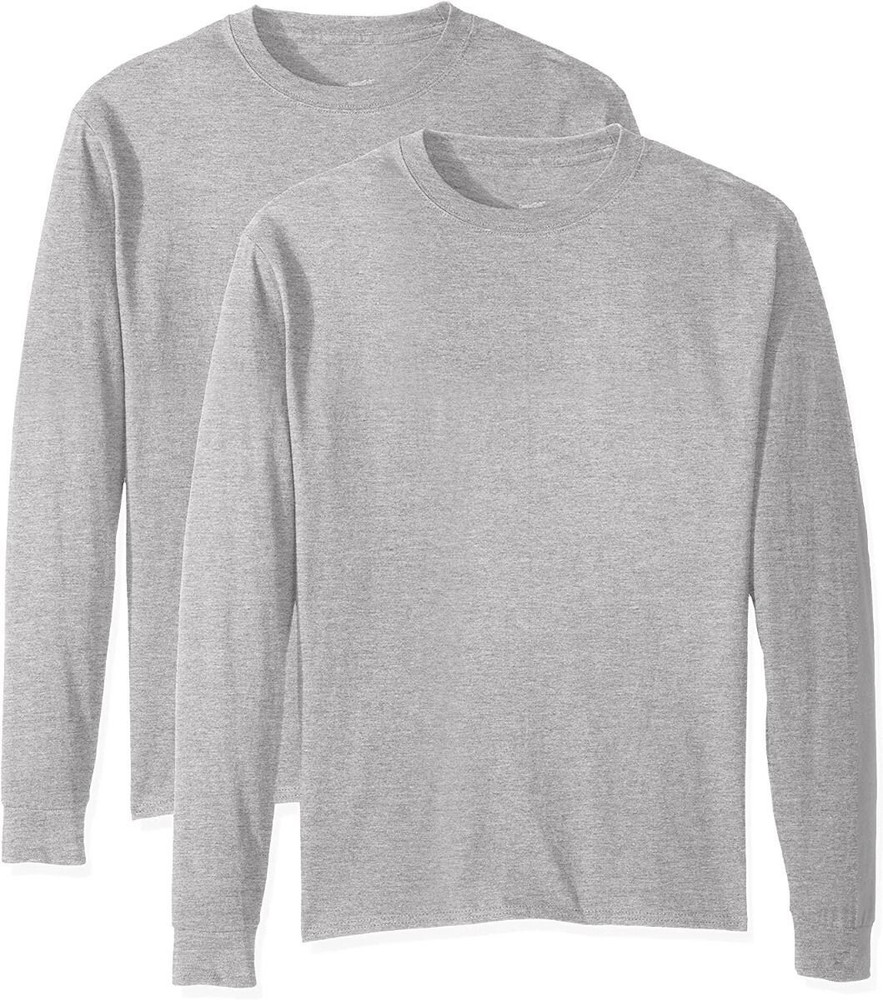 Hanes Men’s Essentials Long-Sleeve T-Shirt Crewneck Cotton T-Shirts Men 2 Pack