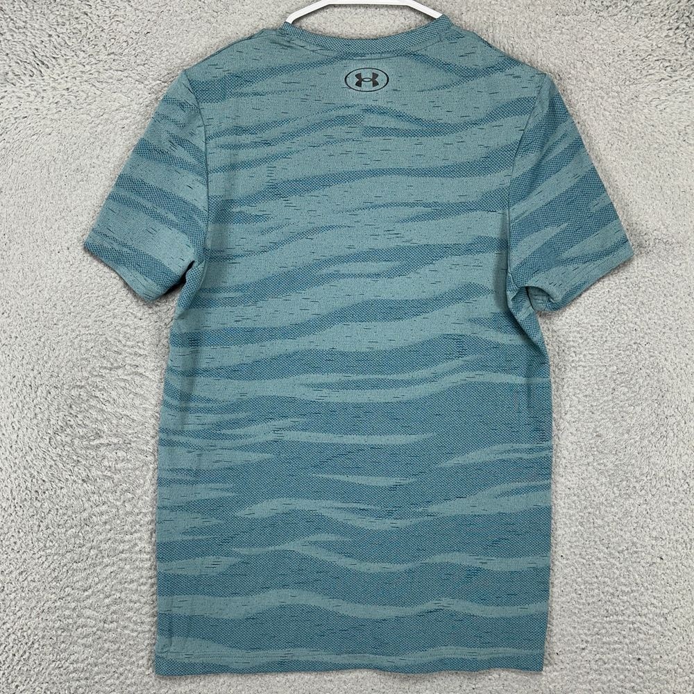 Under Armour Seamless Wave T-Shirt Mens Small Blue Nylon Blend Fitted Tee NEW gallery