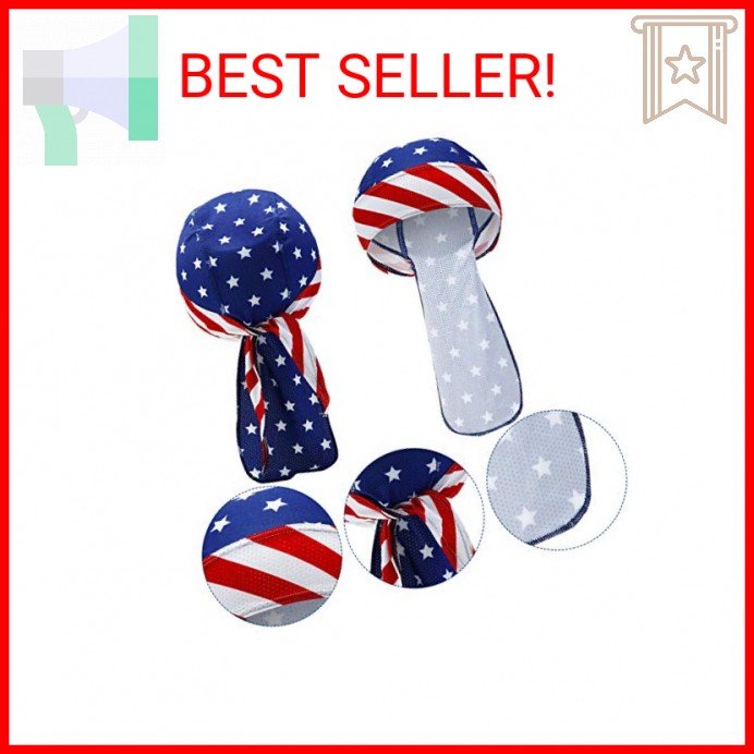 Chuangdi 3 Pcs Do Rags Dew Rag Skull Caps for 250th Anniversary Men Bandana Bean gallery