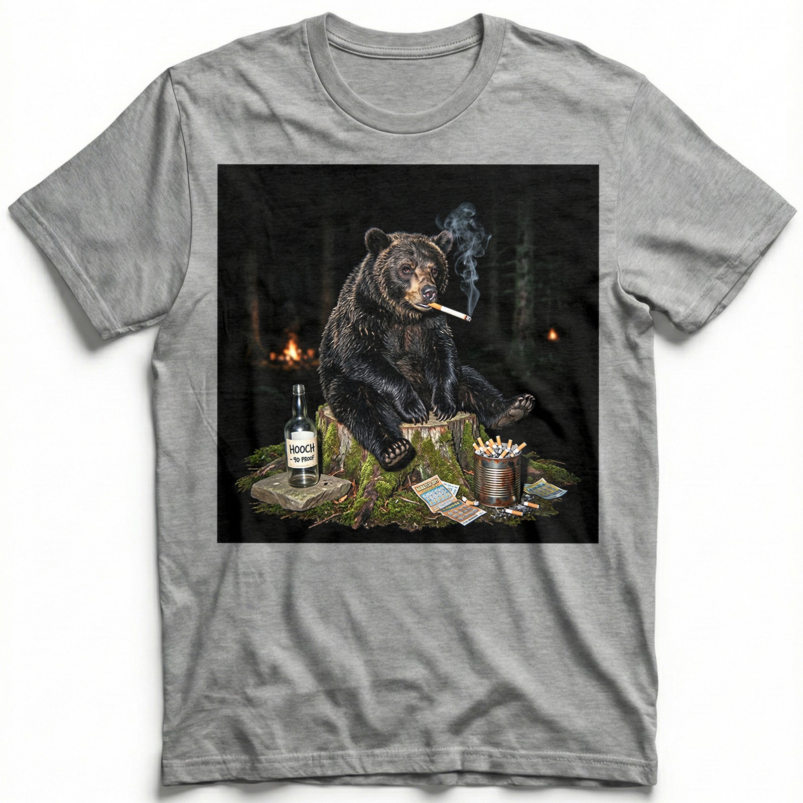 Funny Bear Smoking T-Shirt Bad Habits Forest Wildlife Meme Graphic Tee gallery