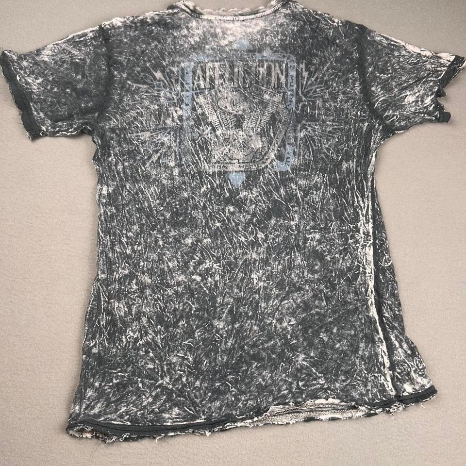Y2K Gray Skeleton Biker Tee AOP Tie-Dye Grunge Goth Skater Shirt Size S/M gallery