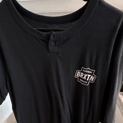 Brixton Men’s XL Black Solid Henley Short Sleeve T-Shirt Button Logo Graphic