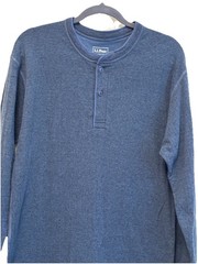 L.L. Bean Men’s Two Layer River Drivers Wool Henley Shirt Medium Blue Canada