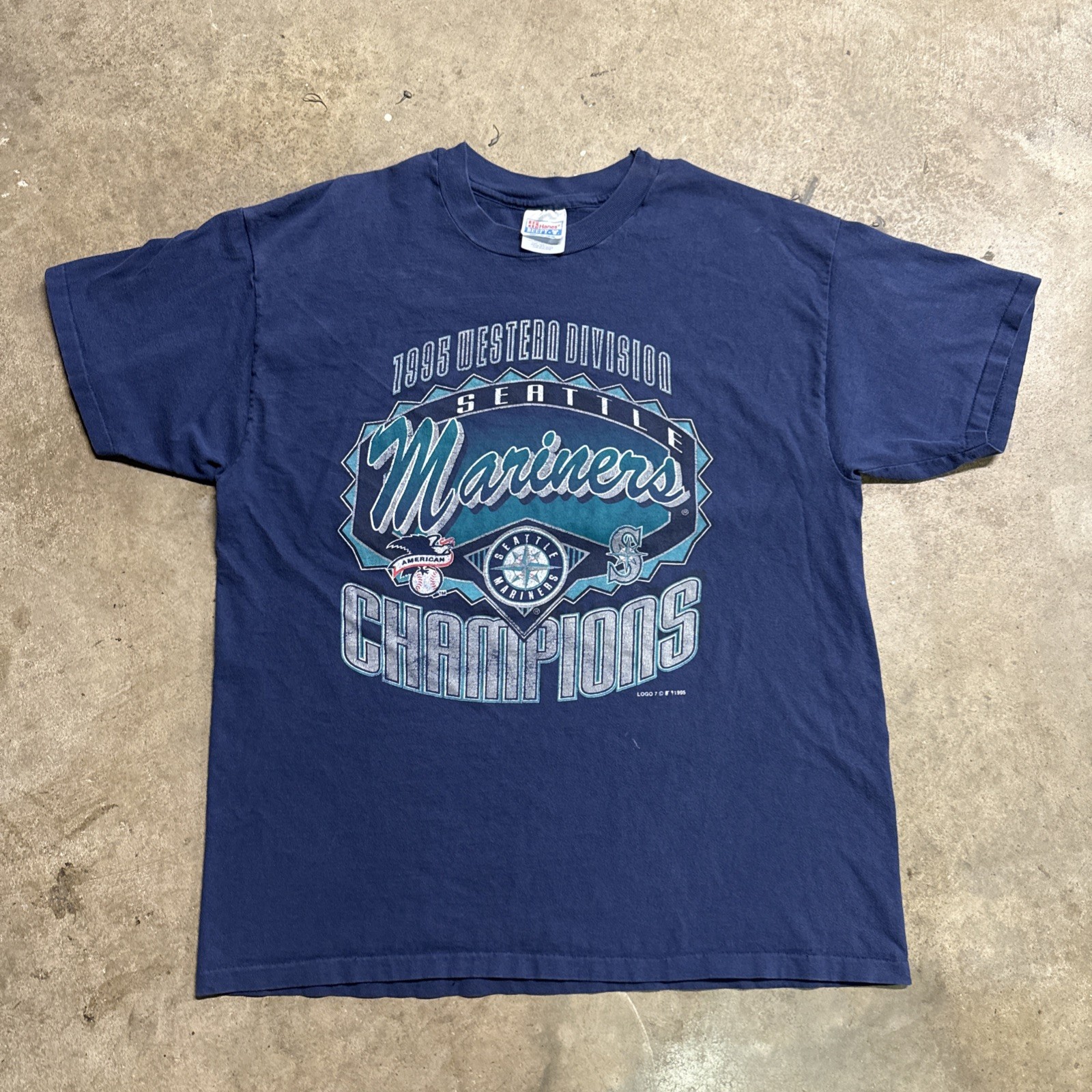 Vintage Seattle Mariners Shirt Mens XL Navy 90s Faded Baseball MLB 1995 USA gallery