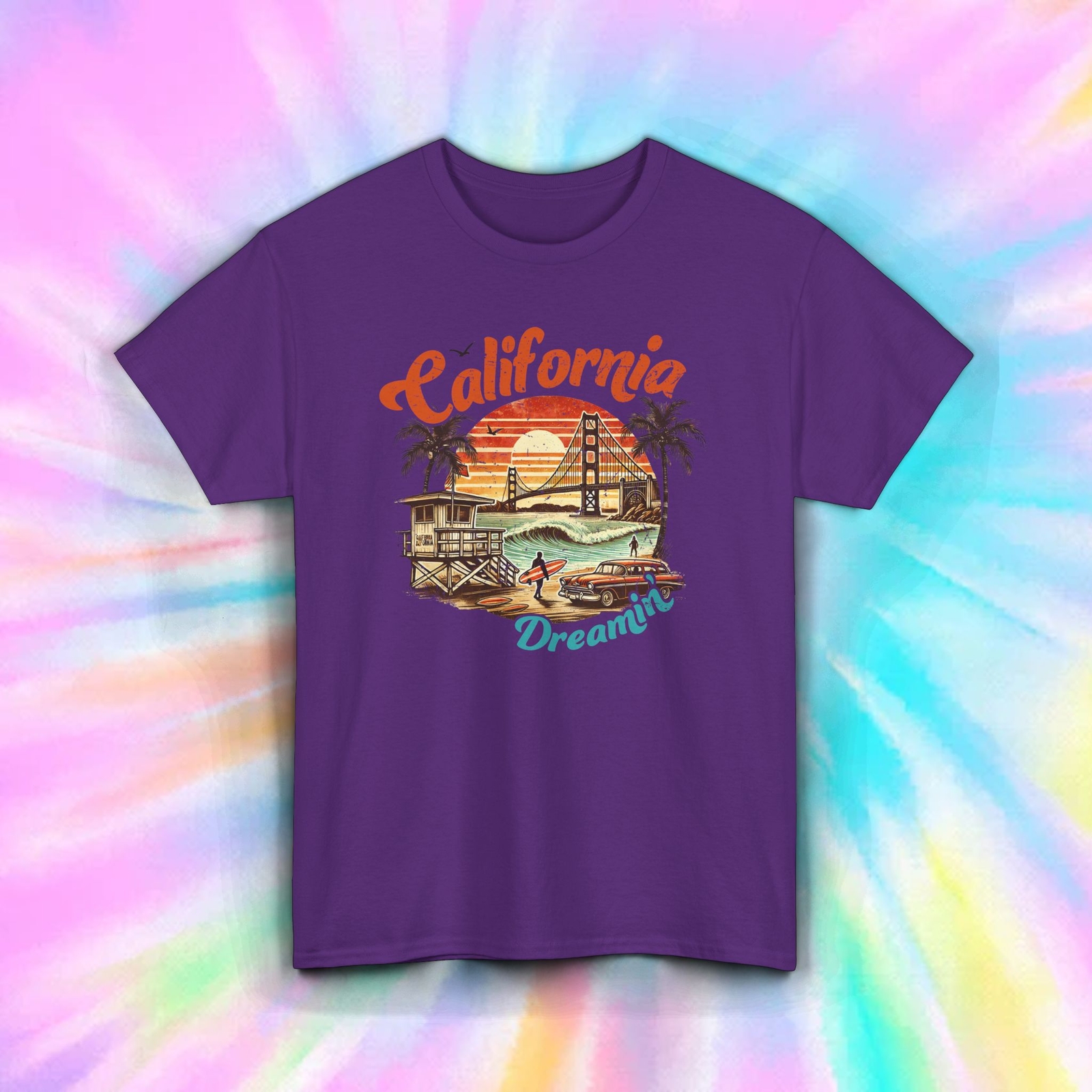 California Dreamin Shirt Retro Beach Bridge Sunset Travel Gift S-5XL