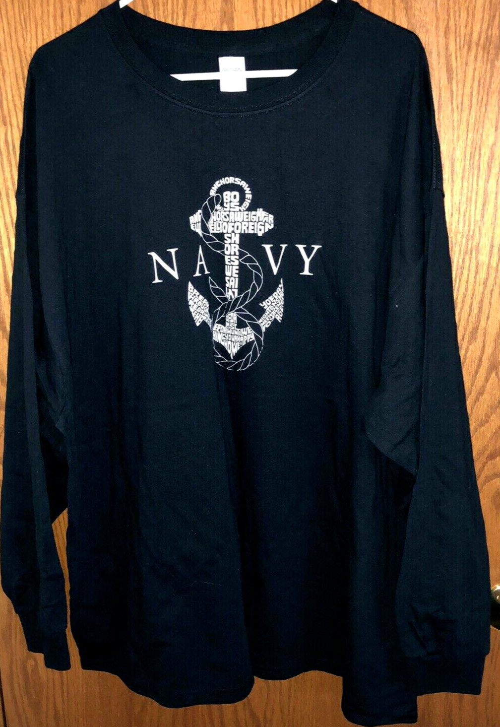 L.A. Pop Art Navy Anchors Aweigh T-Shirt Black Long Sleeves Men's Size 3XL NWOT gallery