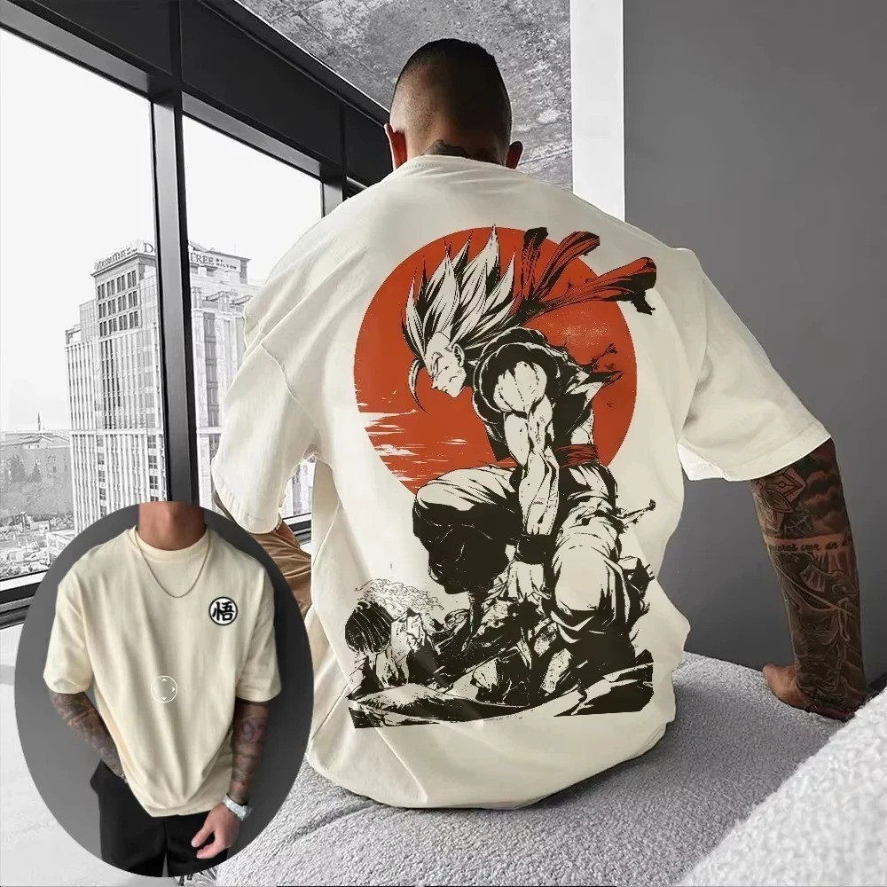Unisex Anime Graphic Printed Short Sleeved Oversized Cotton T-shirt Streetwear