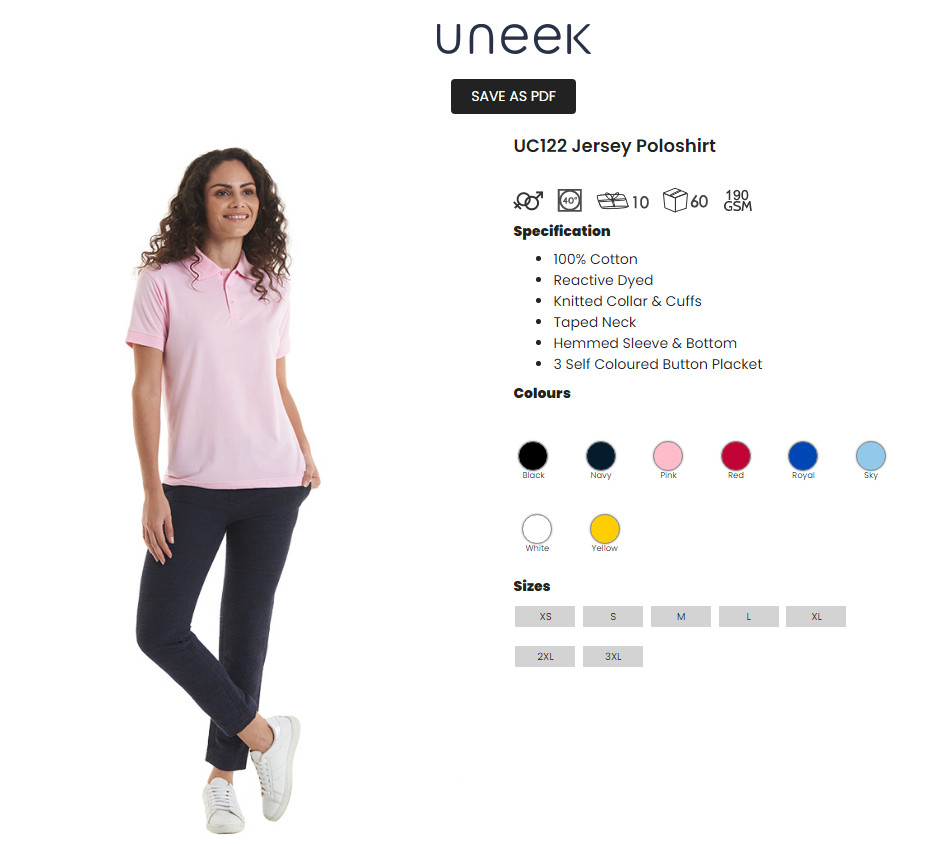 Personalised Uneek Jersey Poloshirt Custom Embroidered Work Wear Polo Tee Shirt gallery