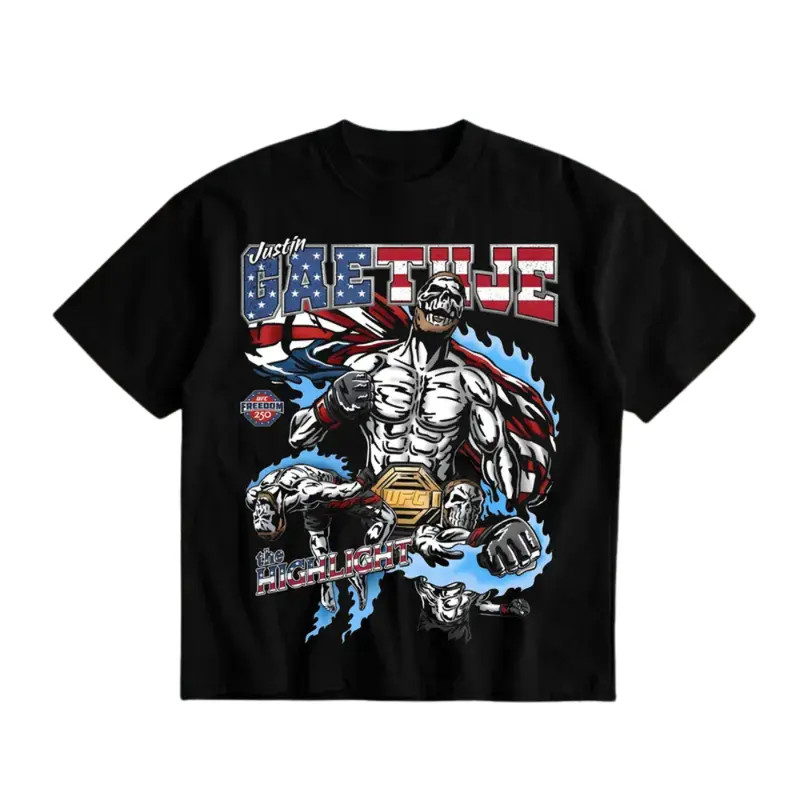 Justin Gaethje UFC Freedom 250 T-Shirt MMA Fighter Gift for Men American Made gallery