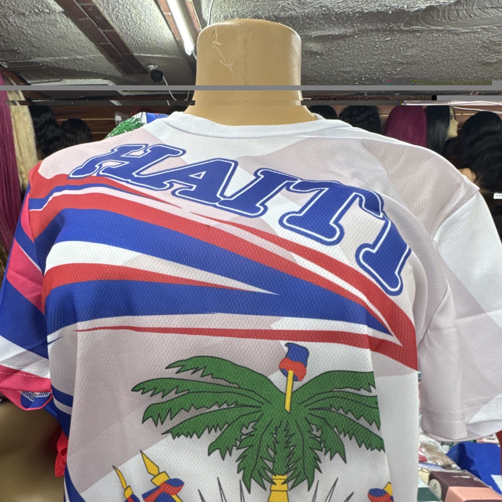 Men’s S Regular Haiti Flag Graphic Print Crew Neck Short Sleeve T-Shirt