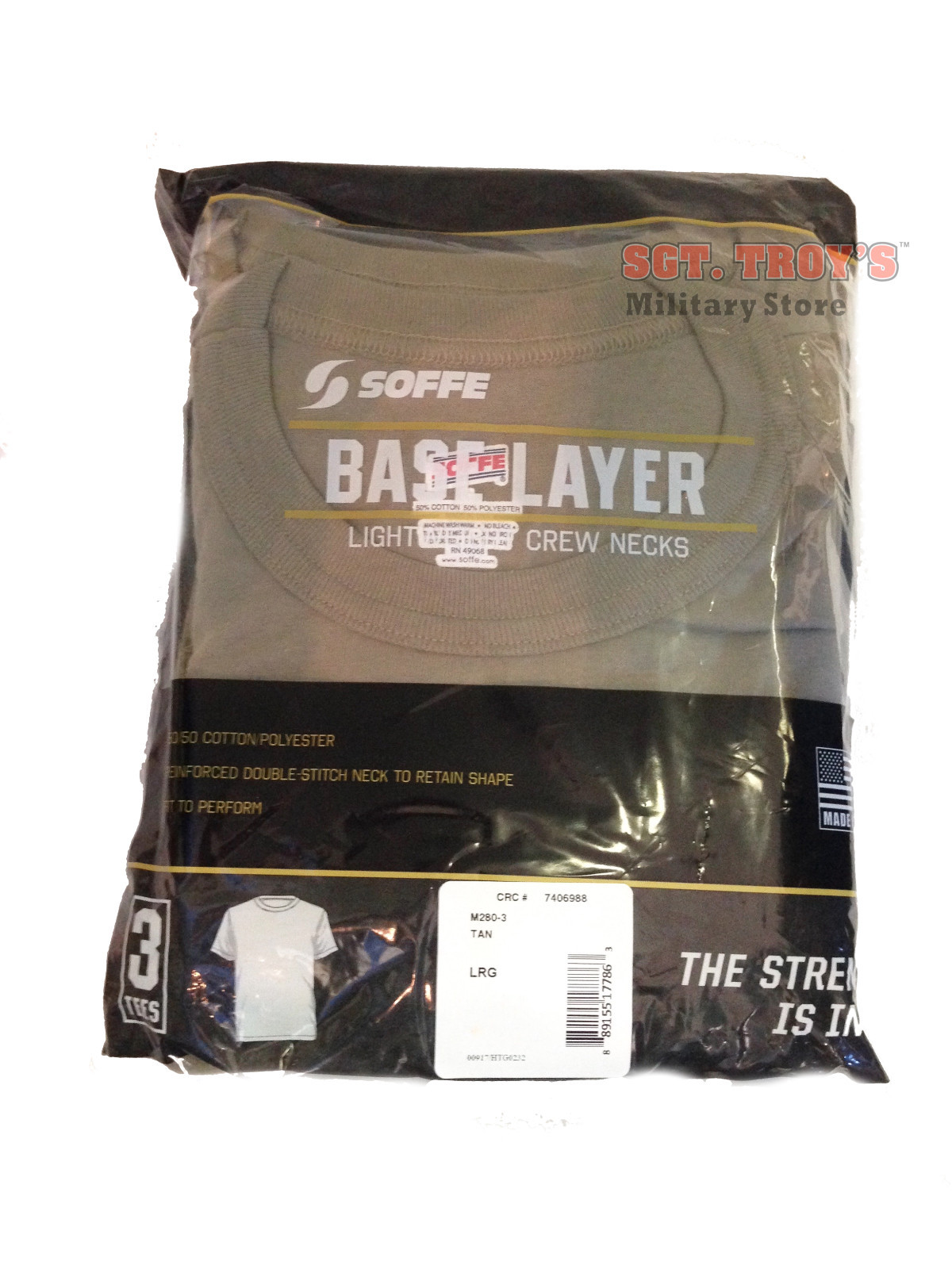 Soffe Tee OCP Tan Army T-Shirt M280 3PK 50/50 Poly/Cotton NEW USA Made
