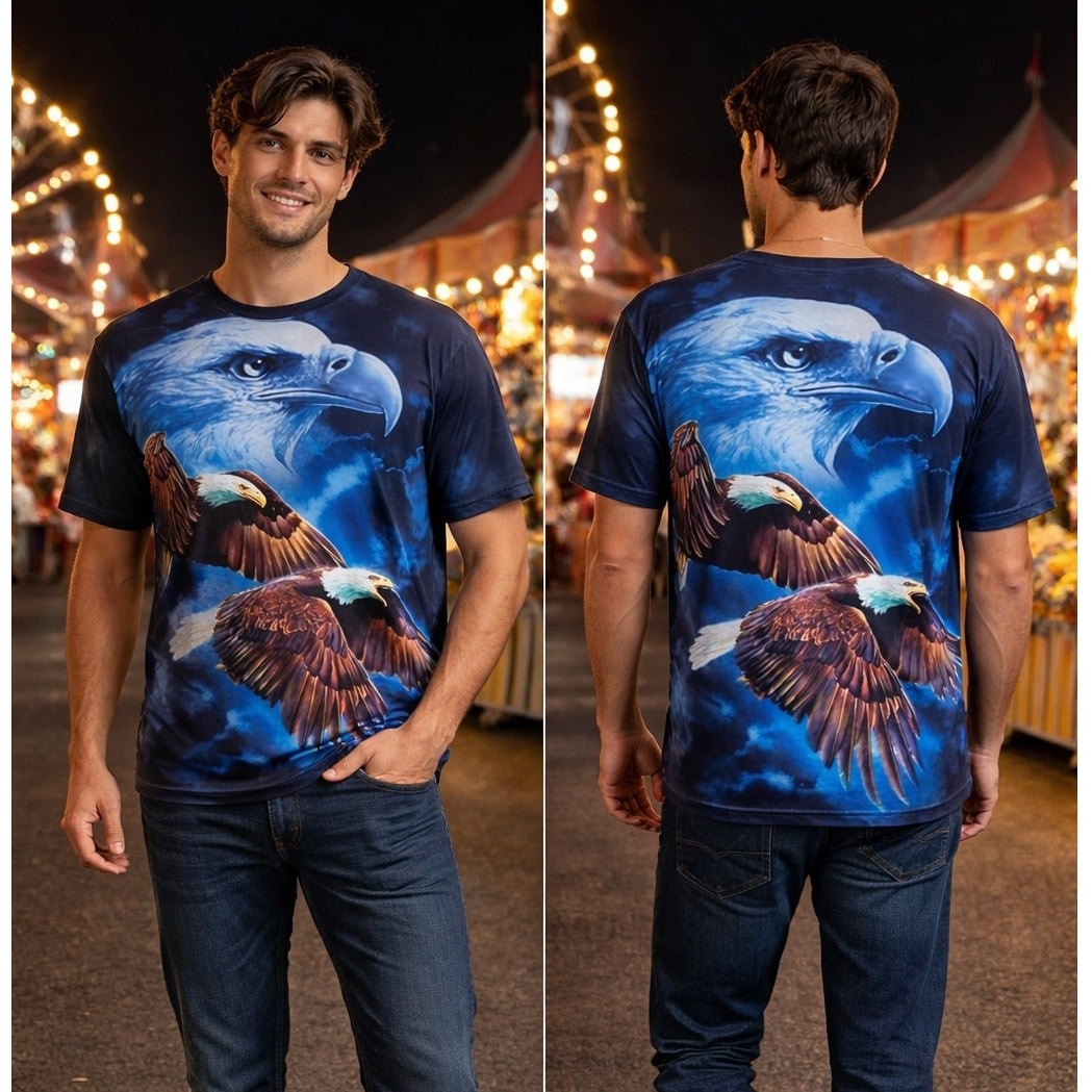 Ultra Sheer Eagle Print T Shirt Men’s XL 46-48 Lightweight Graphic Tee