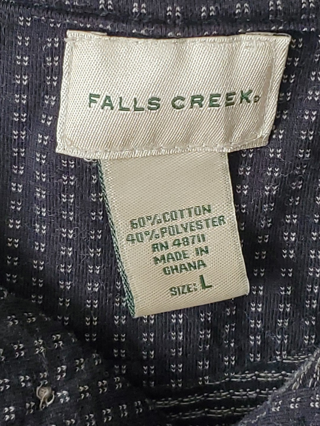 Falls Creek Casual Shirt Men L Large Short Sleeve Cotton Blend Black Ghana gallery