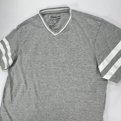 Burnside 96 T-Shirt Mens Medium Gray with White HTV Stripes Stretch For Comfort