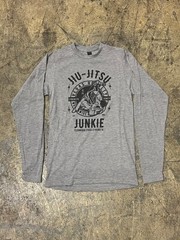 Jiu Jitsu Junkie Unisex Longsleeve Polyester Cotton T-Shirt Gray Vegas Royalty