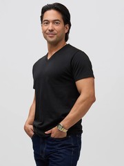 Fresh Clean Threads All Black V-Neck 5-Pack SHORT FIT- SHIPS FREE!